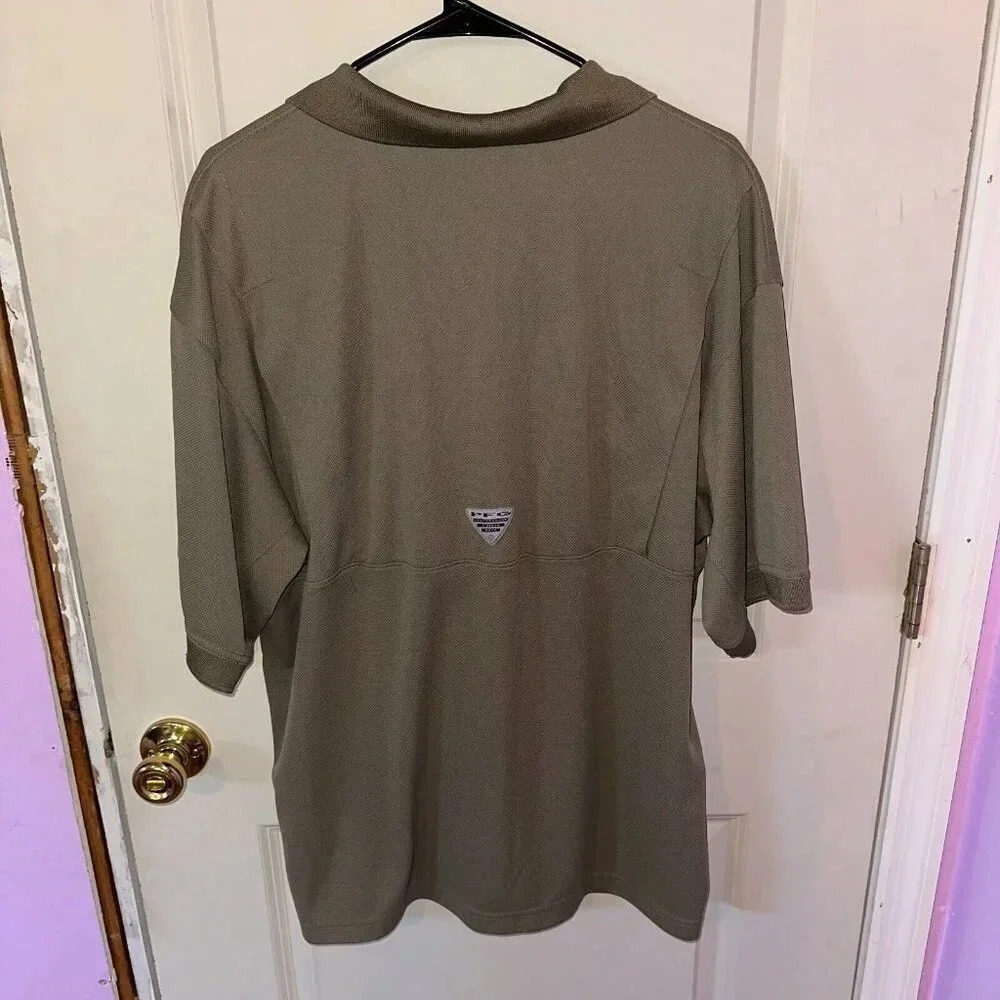 Columbia Men's PFG Omni-Shade Polo Shirt Vented Olive Green Sz L - Picture 2 of 6